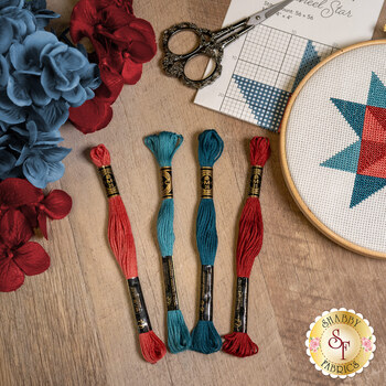  Learn to Cross Stitch Pinwheel Star - 4pc Embroidery Thread Set, Image