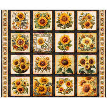 Sunflower Serenade 31801-J Charcoal by Morris Creative Group for Quilting Treasures Fabrics, Image