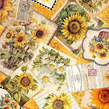 Sunflower Serenade 31802-O Orange by Morris Creative Group for Quilting Treasures Fabrics, Image