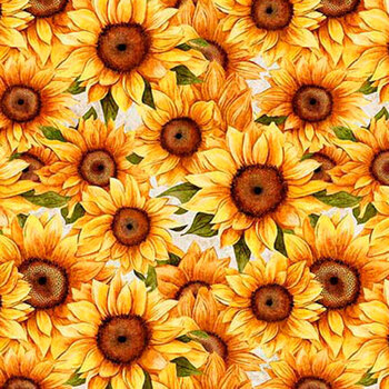 Sunflower Serenade 31804-Z White by Morris Creative Group for Quilting Treasures Fabrics, Image