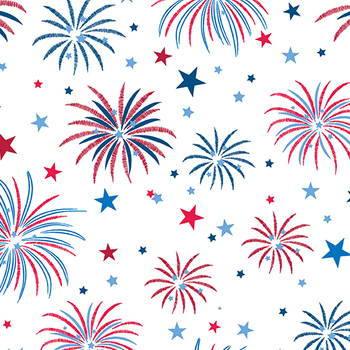 Celebrate the USA 15198-09 White Patriotic Fireworks by Kanvas Studio for Benartex, Image