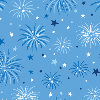 Celebrate the USA 15198-54 Medium Blue Patriotic Fireworks by Kanvas Studio for Benartex, Image