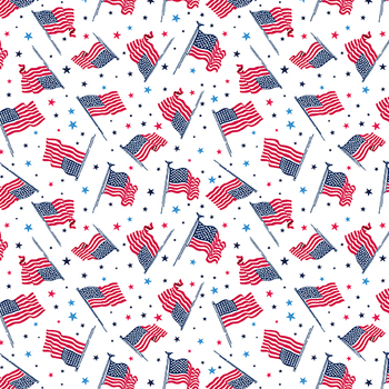Celebrate the USA 15200-09 White Flags of the USA by Kanvas Studio for Benartex, Image