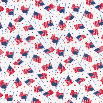 Celebrate the USA 15200-09 White Flags of the USA by Kanvas Studio for Benartex, Image