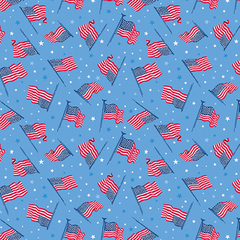 Celebrate the USA 15200-54 Medium Blue Flags of the USA by Kanvas Studio for Benartex, Image
