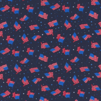Celebrate the USA 15200-56 Navy Flags of the USA by Kanvas Studio for Benartex, Image