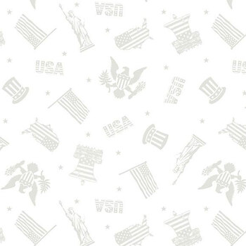 Essentials Strength & Honor 39204-100 White on White Patriotic Toss by Wilmington Prints, Image