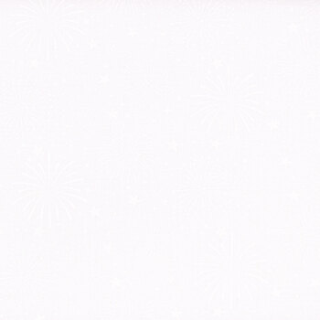 Essentials Strength & Honor 39205-100 White on White Fireworks by Wilmington Prints, Image