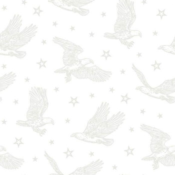 Essentials Strength & Honor 39206-100 White on White Eagles by Wilmington Prints, Image
