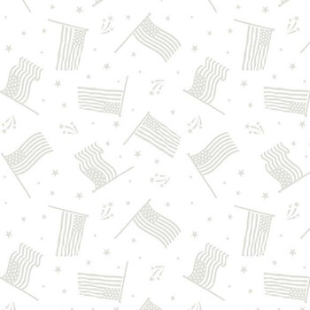 Essentials Strength & Honor 39207-100 White on White Flags by Wilmington Prints, Image