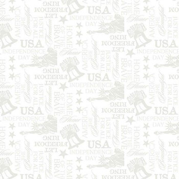 Essentials Strength & Honor 39209-100 White on White Words All Over by Wilmington Prints, Image
