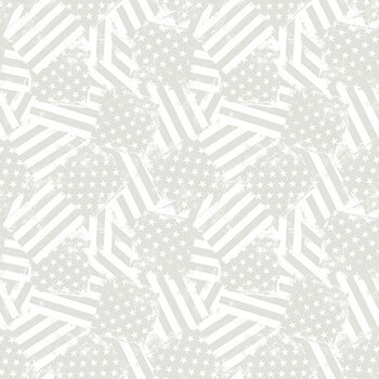 Essentials Strength & Honor 39212-100 White on White Packed Flags by Wilmington Prints, Image