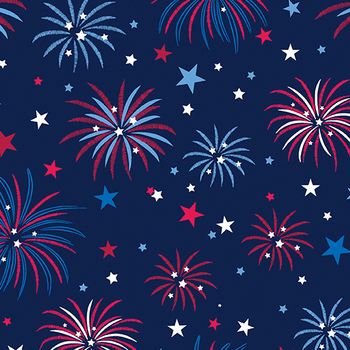 Celebrate the USA 15198-56 Navy Patriotic Fireworks by Kanvas Studio for Benartex, Image