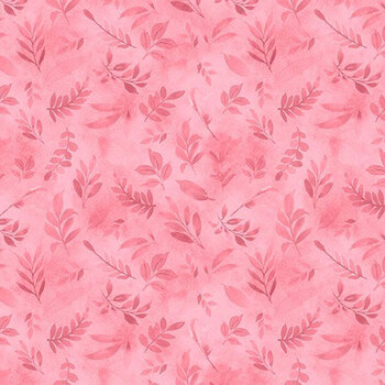 Peony Blossoms 34716-333 Pink Tossed Leaves by Lakeside Art Studio for Wilmington Prints, Image