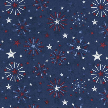 Founding Glory 49363-434 Navy Fireworks All Over by Jennifer Pugh for Wilmington Prints, Image