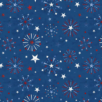 Founding Glory 49363-434 Navy Fireworks All Over by Jennifer Pugh for Wilmington Prints, Image