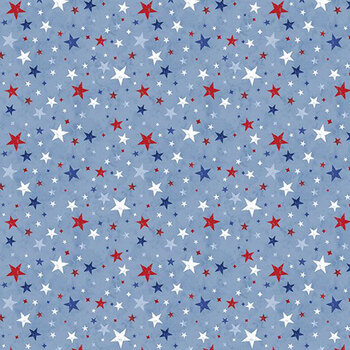 Founding Glory 49365-404 Medium Blue Star Toss by Jennifer Pugh for Wilmington Prints, Image