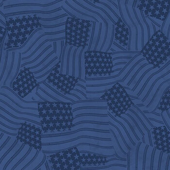 Founding Glory 49366-444 Navy Tonal Flags by Jennifer Pugh for Wilmington Prints, Image