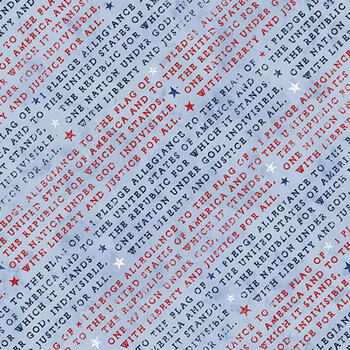 Founding Glory 49367-443 Medium Blue Pledge of Allegiance by Jennifer Pugh for Wilmington Prints, Image
