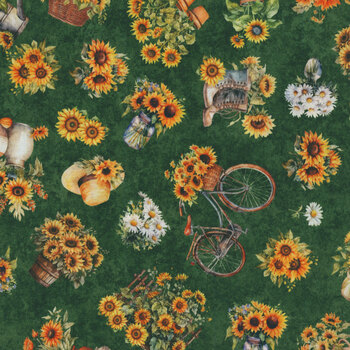 Sunflower Serenade 31803-G Green by Morris Creative Group for Quilting Treasures Fabrics