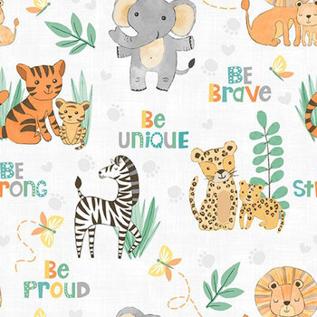 Safari Snuggles 42029-985 Gray Critters All Over by Jenny Faw for Wilmington Prints, Image