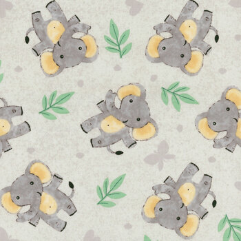 Safari Snuggles 42030-997 Gray Elephant Toss by Jenny Faw for Wilmington Prints, Image