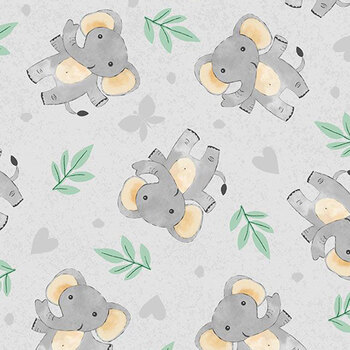 Safari Snuggles 42030-997 Gray Elephant Toss by Jenny Faw for Wilmington Prints, Image