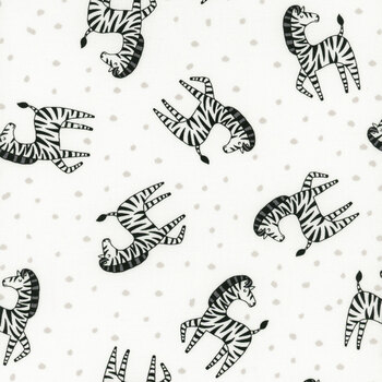 Safari Snuggles 42031-191 White Zebra Toss by Jenny Faw for Wilmington Prints, Image
