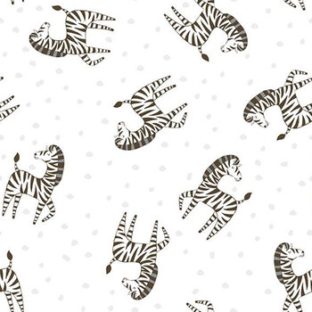 Safari Snuggles 42031-191 White Zebra Toss by Jenny Faw for Wilmington Prints, Image
