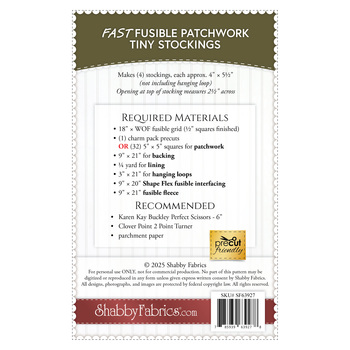 Fast Fusible Patchwork Tiny Stockings - Pattern, Image