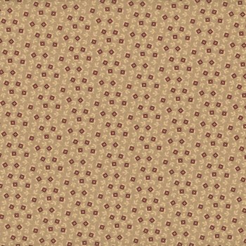 Old Village Greens R171789D-BEIGE Square Flowers by Pam Buda for Marcus Fabrics, Image
