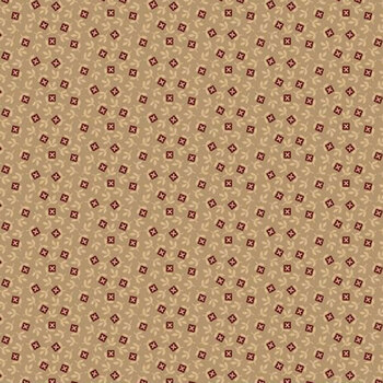 Old Village Greens R171789D-BEIGE Square Flowers by Pam Buda for Marcus Fabrics, Image