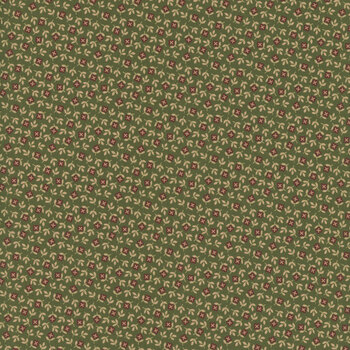 Old Village Greens R171789D-GREEN Square Flowers by Pam Buda for Marcus Fabrics, Image