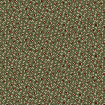 Old Village Greens R171789D-GREEN Square Flowers by Pam Buda for Marcus Fabrics, Image