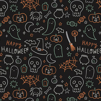 Frank and Friends GC17476-BLACK Glow in the Dark by My Mind's Eye for Riley Blake Designs, Image