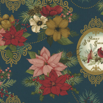 Christmas Greetings CD17660-NAVY by Sandy Gervais for Riley Blake Designs