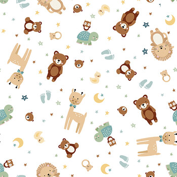 Baby Boy Flannel F17500-WHITE by Lori Whitlock for Riley Blake Designs, Image
