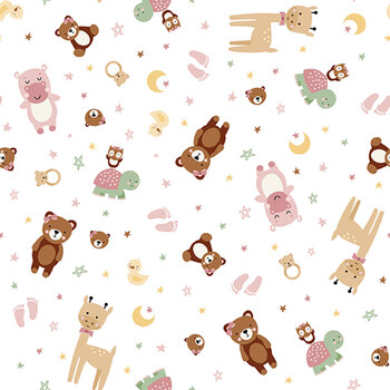 Baby Girl Flannel F17501-WHITE by Lori Whitlock for Riley Blake Designs, Image
