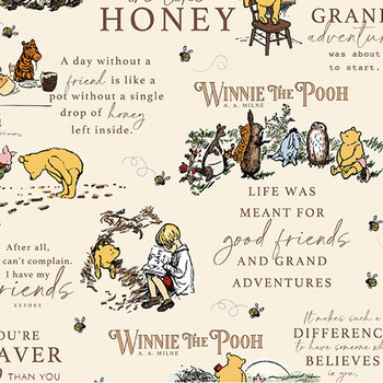 Winnie the Pooh Flannel F17502-CREAM by Echo Park Paper Co. for Riley Blake Designs, Image
