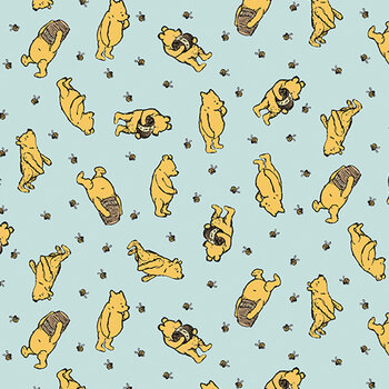 Winnie the Pooh Flannel F17503-BLUE by Echo Park Paper Co. for Riley Blake Designs, Image