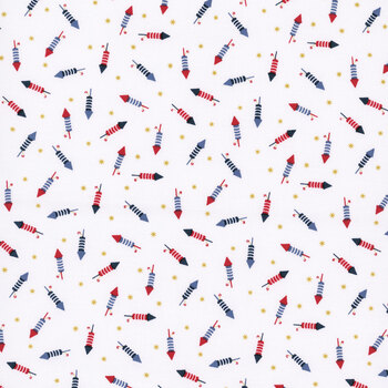 Seasonal Basics C769-WHITE Pop Boom Bang by Christopher Thompson for Riley Blake Designs