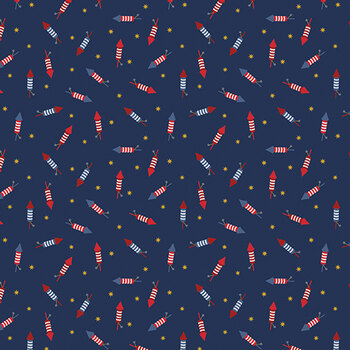 Seasonal Basics C769-NAVY Pop Boom Bang by Christopher Thompson for Riley Blake Designs, Image