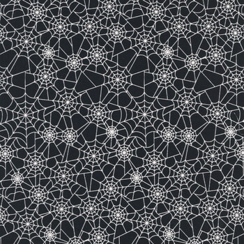 Seasonal Basics GC771-BLACK Glow in the Dark Spider Webs by Christopher Thompson for Riley Blake Designs