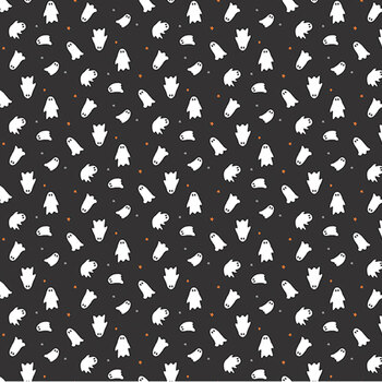 Seasonal Basics GC772-BLACK Glow in the Dark Ghosts by Christopher Thompson for Riley Blake Designs, Image