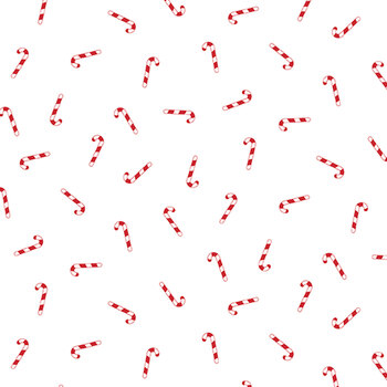 Seasonal Basics C774-WHITE Candy Canes by Christopher Thompson for Riley Blake Designs, Image