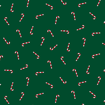 Seasonal Basics C774-GREEN Candy Canes by Christopher Thompson for Riley Blake Designs, Image
