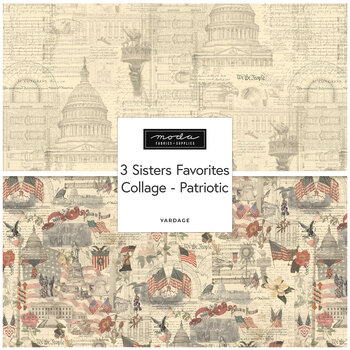 3 Sisters Favorites - Collages - Patriotic  Yardage by Moda Fabrics, Image