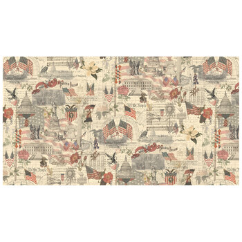 3 Sisters Favorites - Collages - Patriotic 44372-11 Porcelain by Moda Fabrics, Image