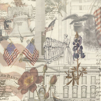 3 Sisters Favorites - Collages - Patriotic 44372-11 Porcelain by Moda Fabrics, Image