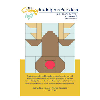 Rudolf the Reindeer - Quilt Block Pattern , Image
